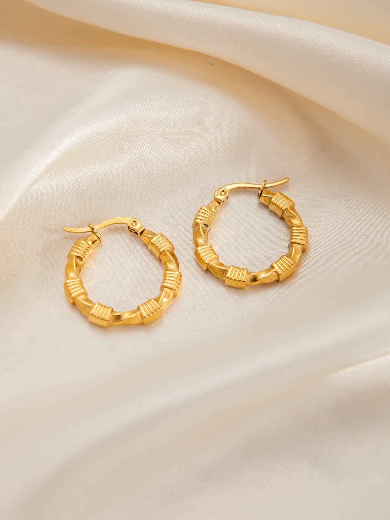 Stainless Steel Ginkgo Leaf Petals Golden Earrings