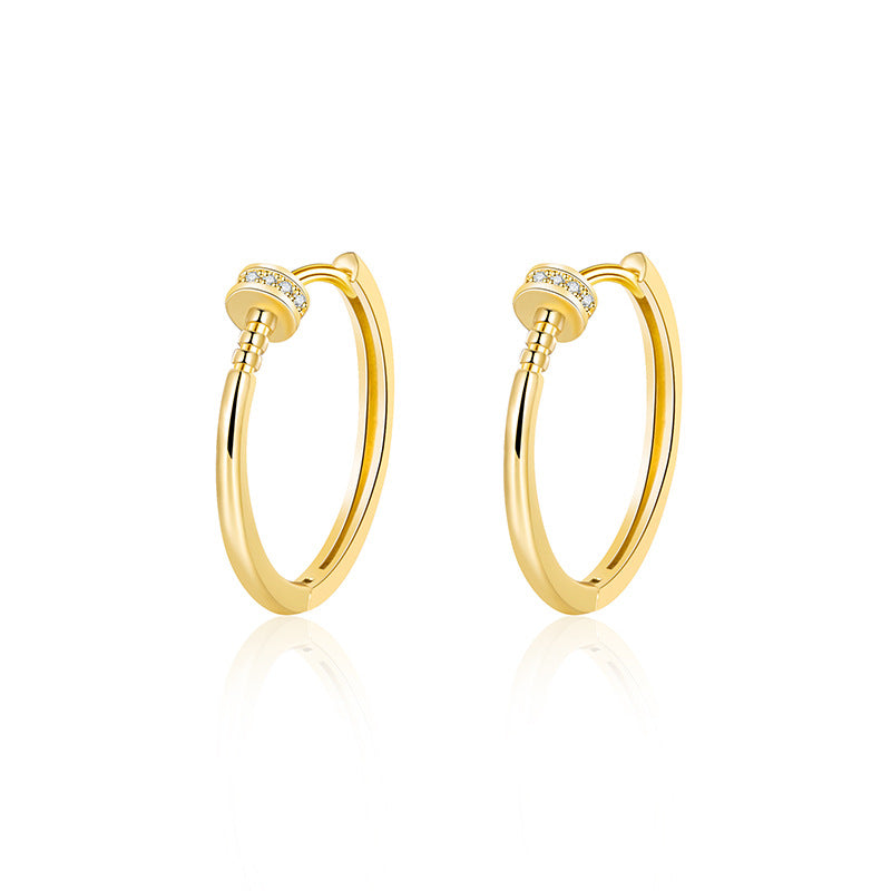 Women's Nail Ear Clip Korean Fashion Geometry Pattern Round Earrings