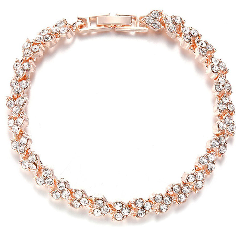 Heart-shaped Diamond Sier Plated Roman Fashion Bracelets