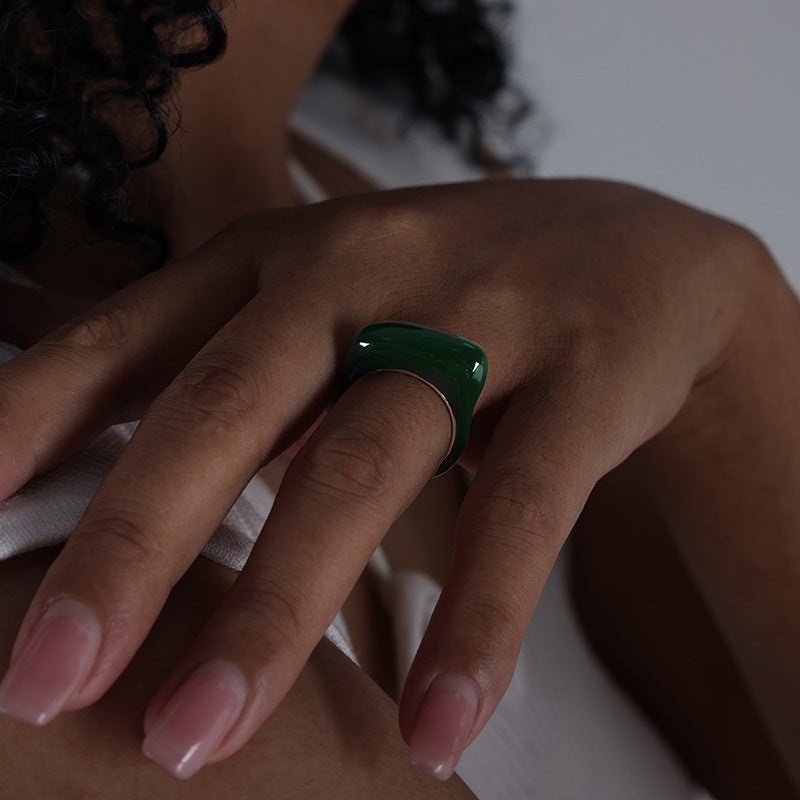 Retro Round Morandi Color Fresh Simple Rings