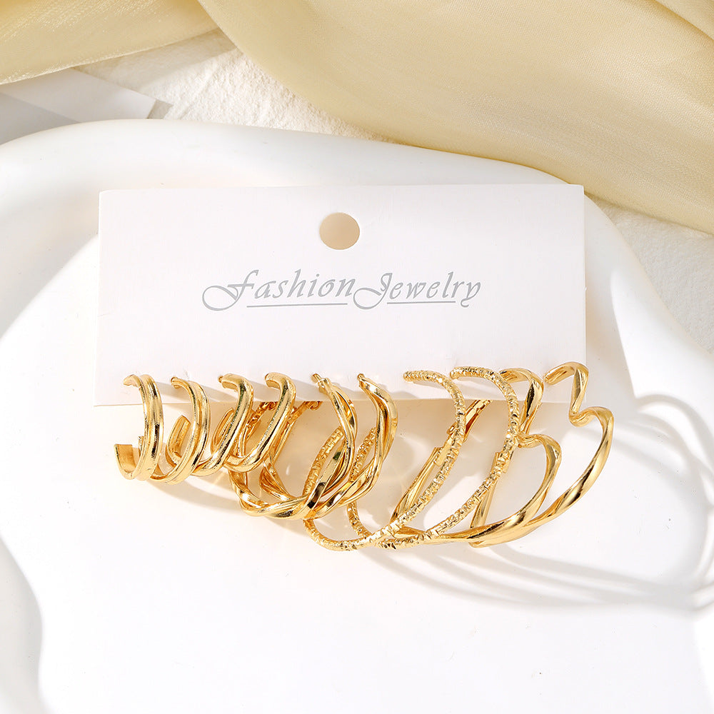 Frosted Gold Beating Twist Shaped Love Square Diamond Earrings