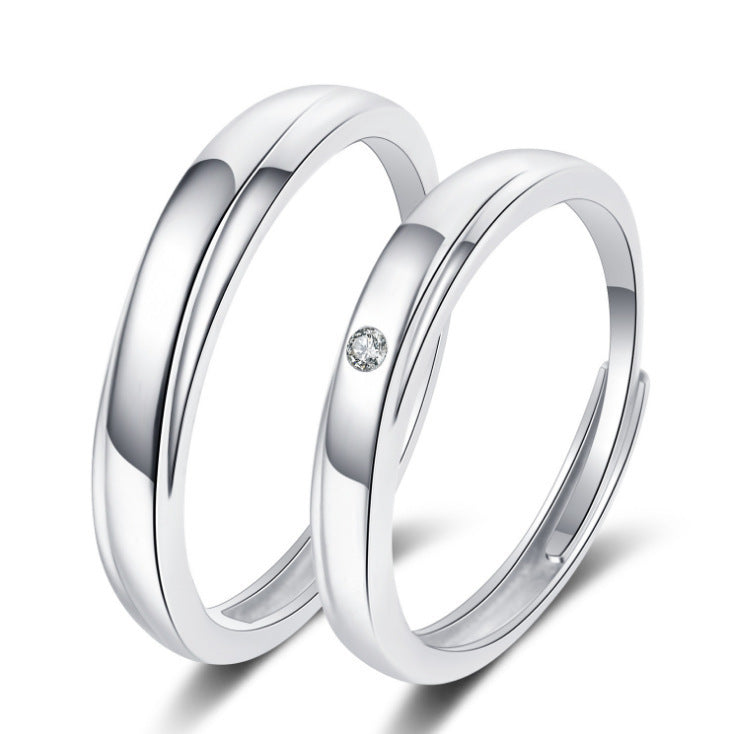 Women's & Men's Couple Sier Plated Jewelry Open Live Rings