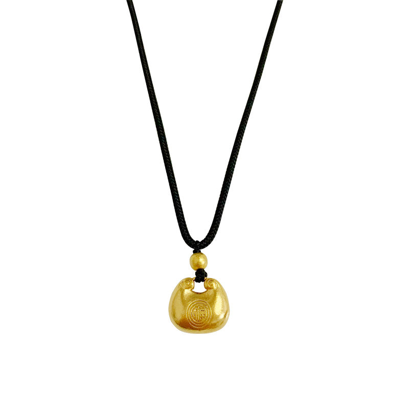 Women's Lock Bag Dumplings Vietnam Placer Gold Necklaces