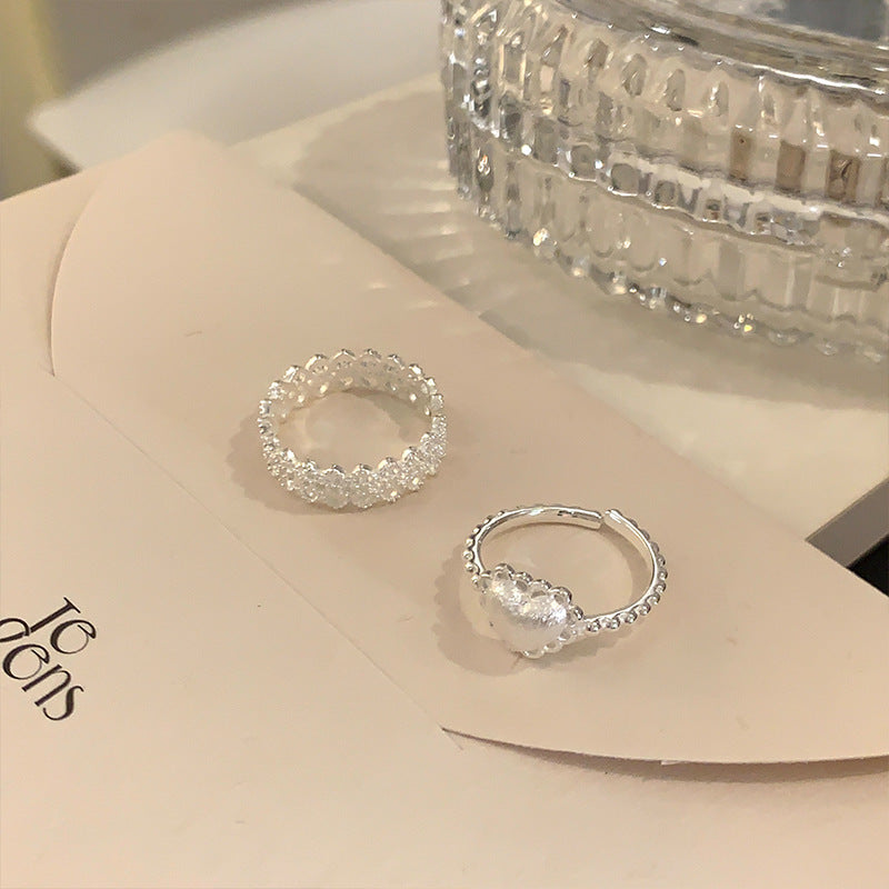 Korean Style Sweet Loving Heart Lace Open Rings
