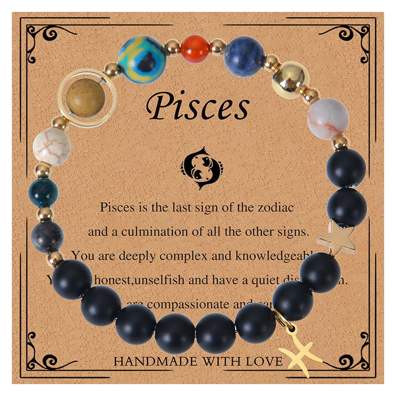 Frosted Stone Beaded Eight Planets Constellation Bracelets