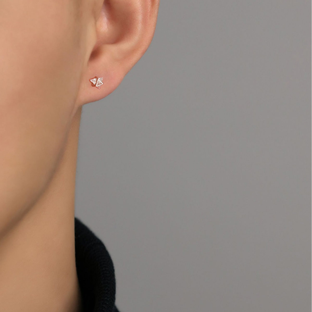 Women's & Men's Sier Triangle Zircon Personality High Sense Earrings