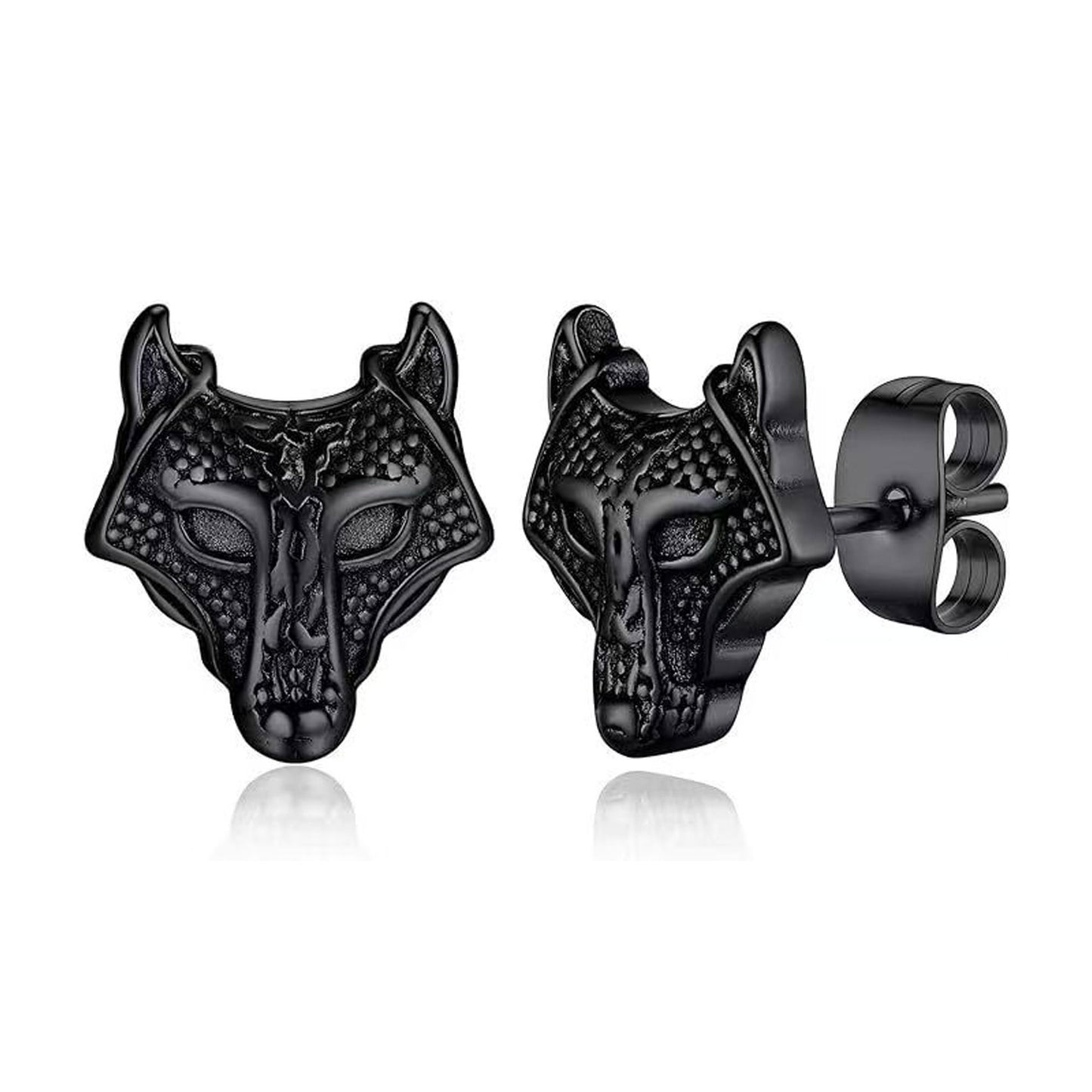 Men's Domineering Wolf Head Stainless Steel Retro Earrings