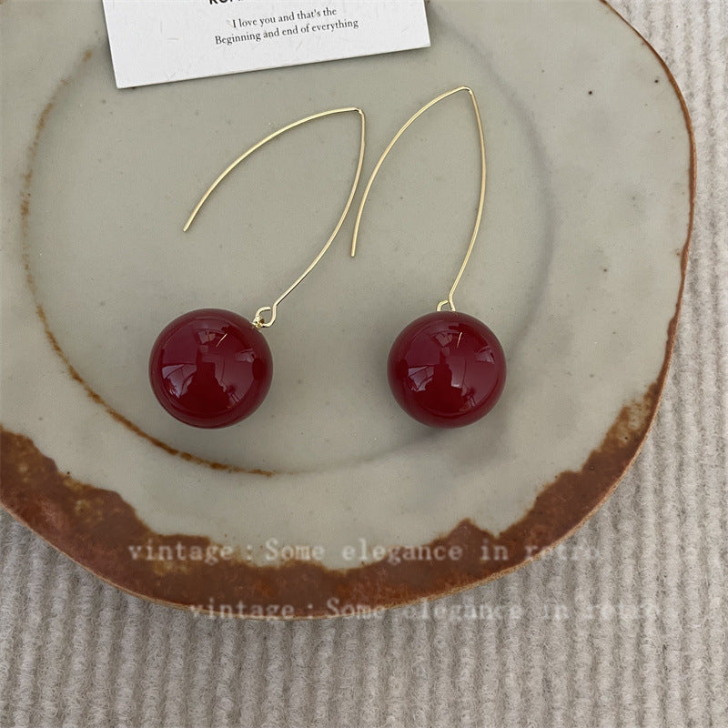 Red Love Ear Simple Grace Personality Earrings