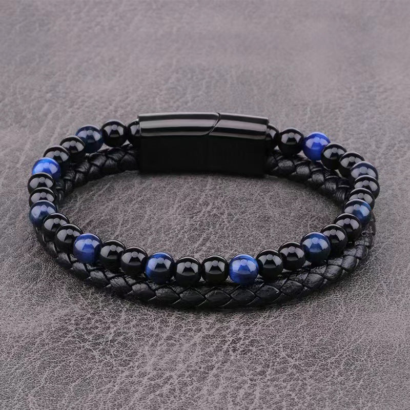 Men's Volcanic Tiger Eye Beaded Natural Stone Bracelets
