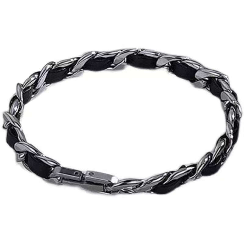 Men's Niche Titanium Steel Leather Design High-grade Bracelets