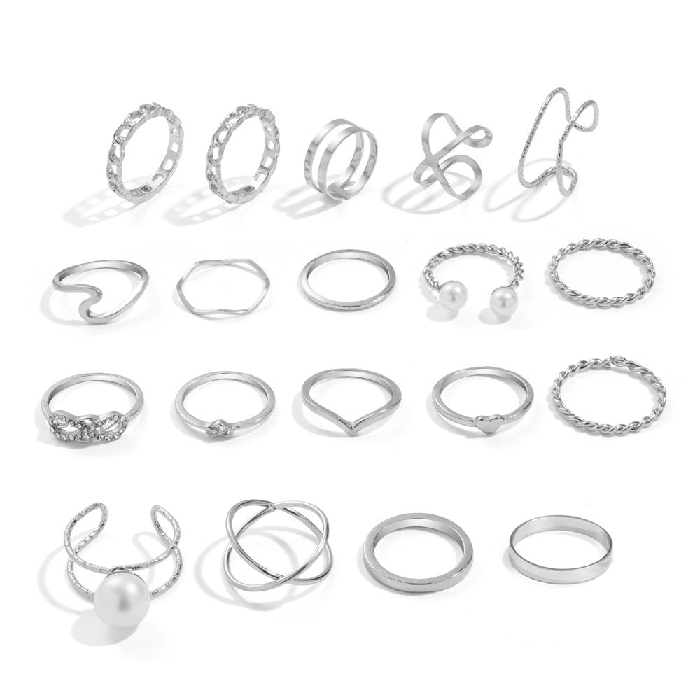 Heart-shaped Open Piece Set Knuckle Metal Ornament Rings