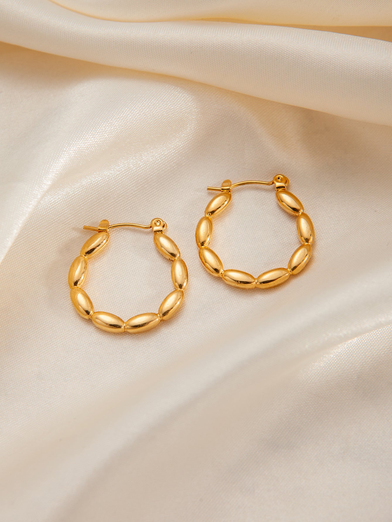 Stainless Steel Ginkgo Leaf Petals Golden Earrings