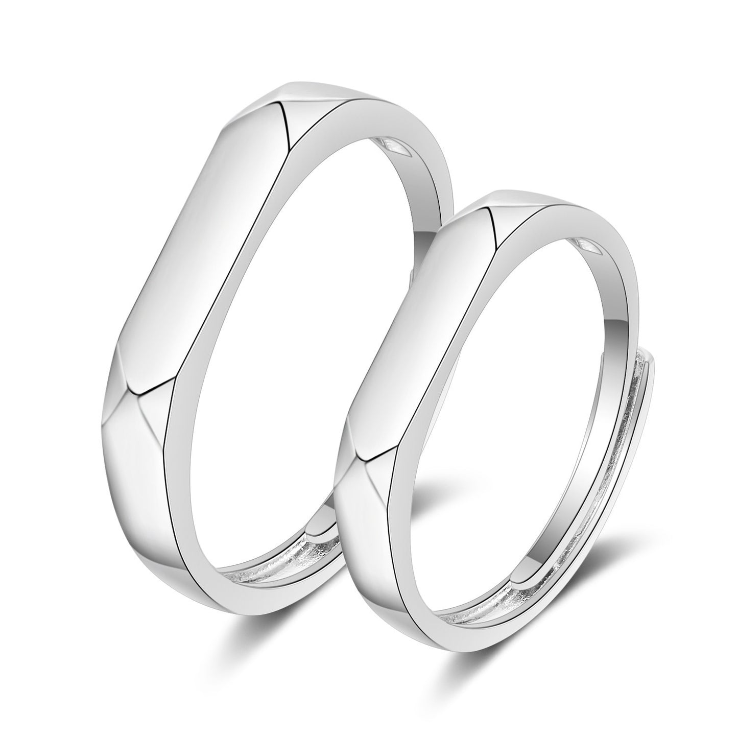 Women's & Men's Couple Sier Plated Jewelry Open Live Rings