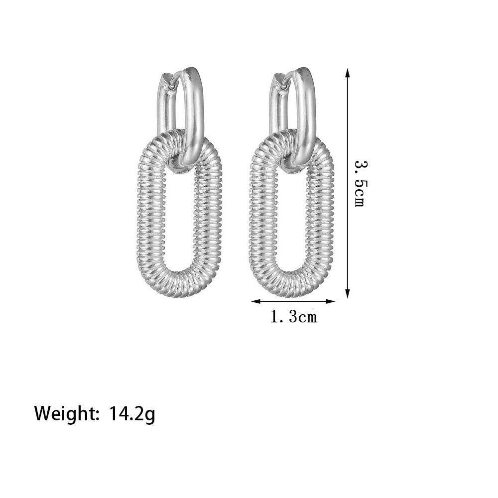 Stainless Steel Gold Plated Geometric Ellipse Ear Clip Earrings