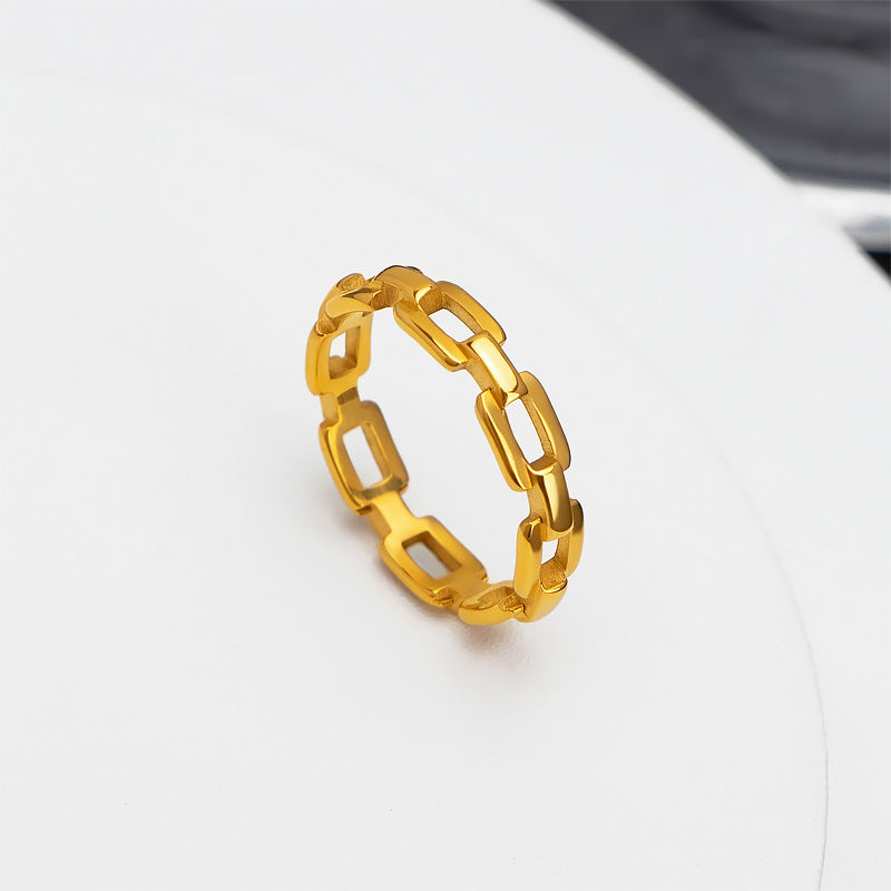Simple Advanced Design Chain Gold-plated Hollow Rings