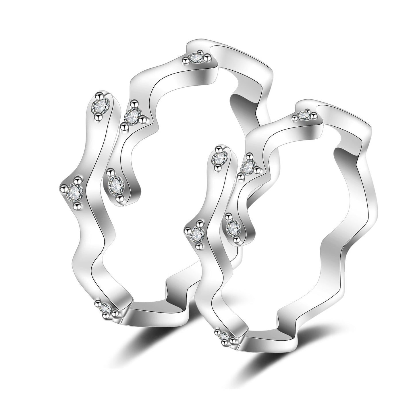 Women's & Men's Couple Sier Plated Jewelry Open Live Rings