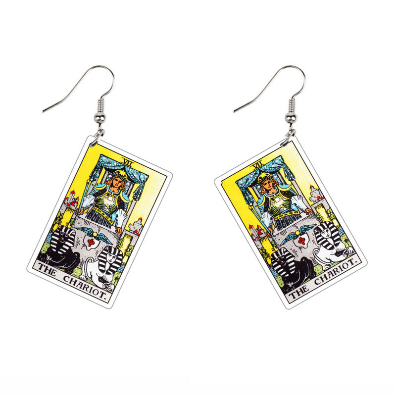 Acrylic Printing Double-sided Vintage Tarot Designer Earrings