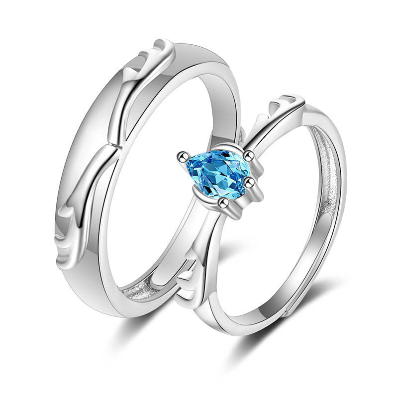Women's & Men's Couple Sier Plated Jewelry Open Live Rings