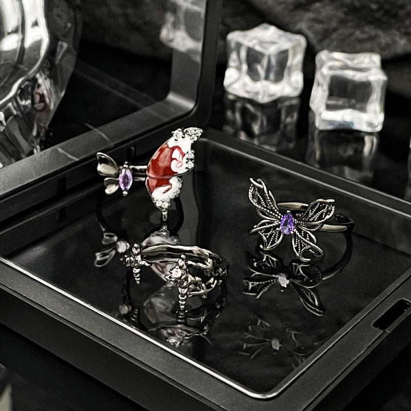 Punk Twin Open Female Unisex Style Rings