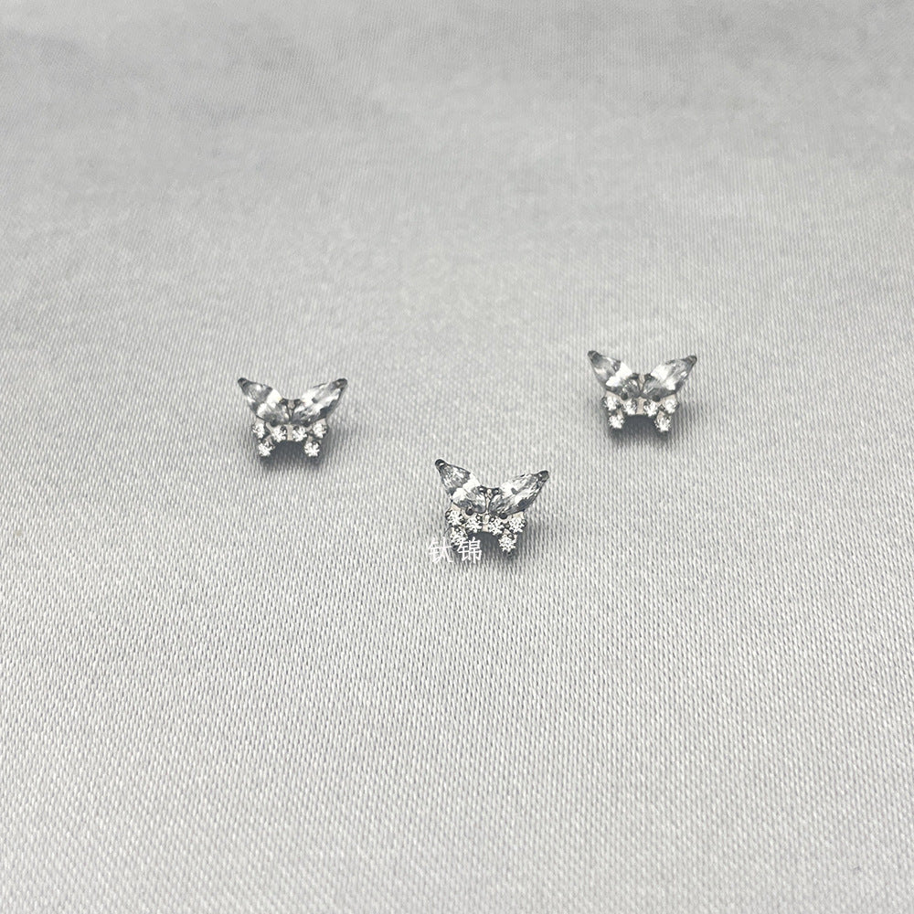 Titanium Alloy Opal Zircon Butterfly Labret Internal Earrings