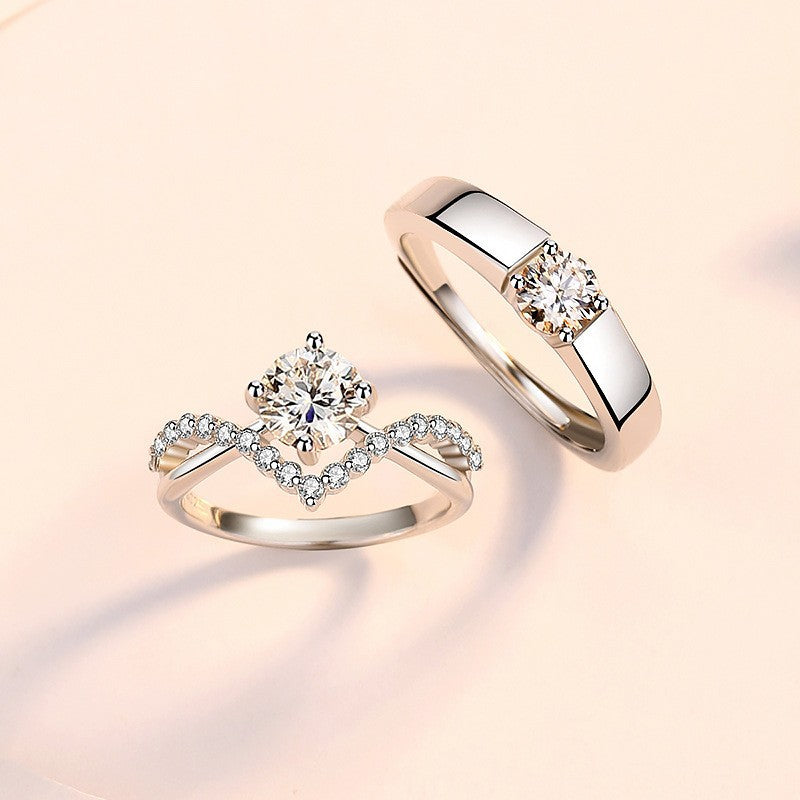Women's & Men's Couple Four Claw Karat Zircon Diamond Pair Rings