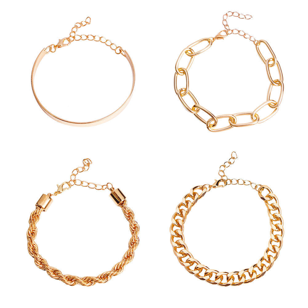 Women's Hip Hop Alloy Cuban Simple Hand Bracelets