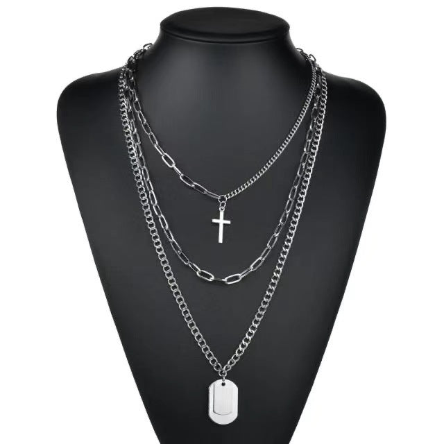 Cross Korean Simple Sweater Twin Hip Pendants