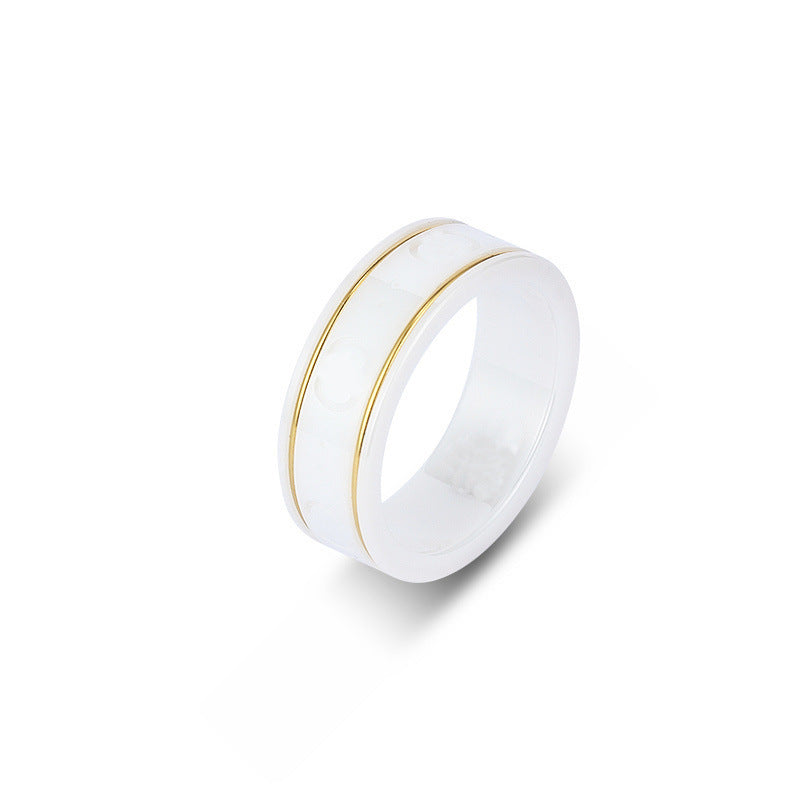 Bee Planet Ceramic Trendy Unique Couple Black Rings