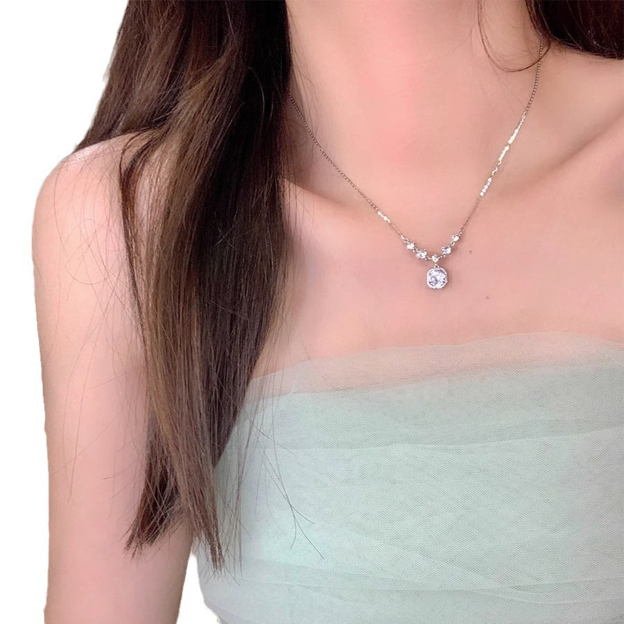 Women's Light Luxury Square Diamond For Design High-grade Clavicle Chain Necklaces