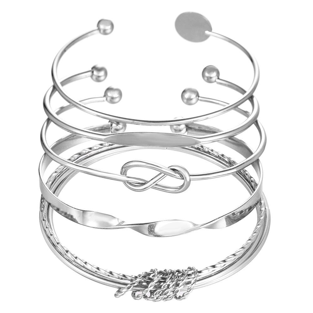 Women's Twin Suit Round Knot Geometric Metal Bracelets