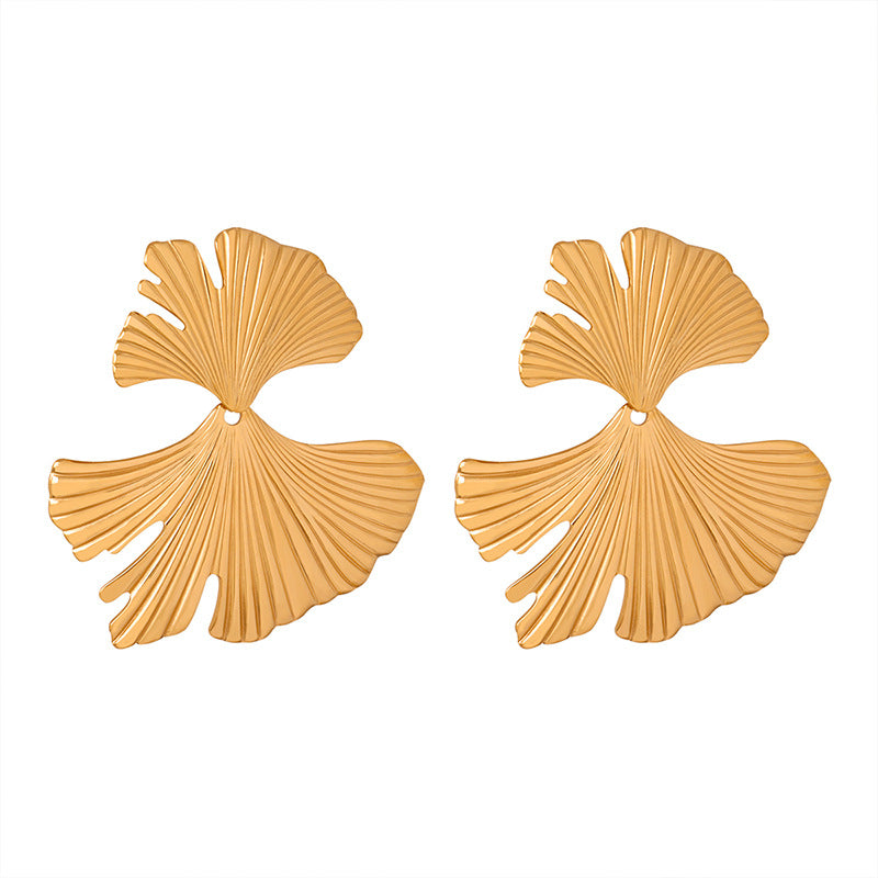 Women's Fan-shaped Pleated Fashionable Exaggerated Ginkgo Graceful Earrings