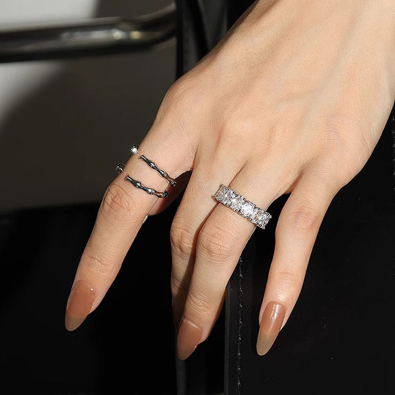 Female Adjustable Advanced Full Rhinestone Zircon Rings