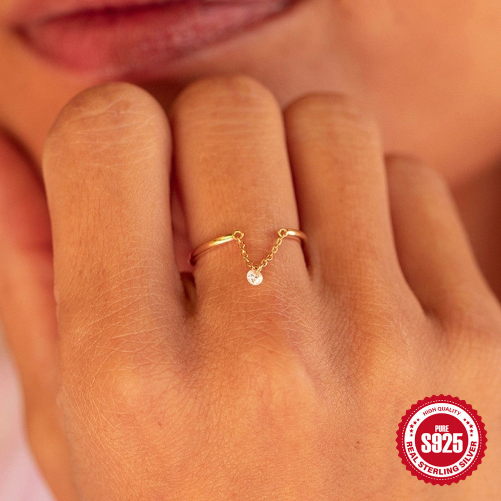Chain Opening Adjustable Single Diamond Index Finger Stylish Rings