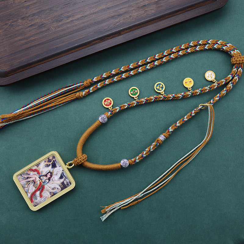 Hand Painted Golden Outline Eight Patron Necklaces