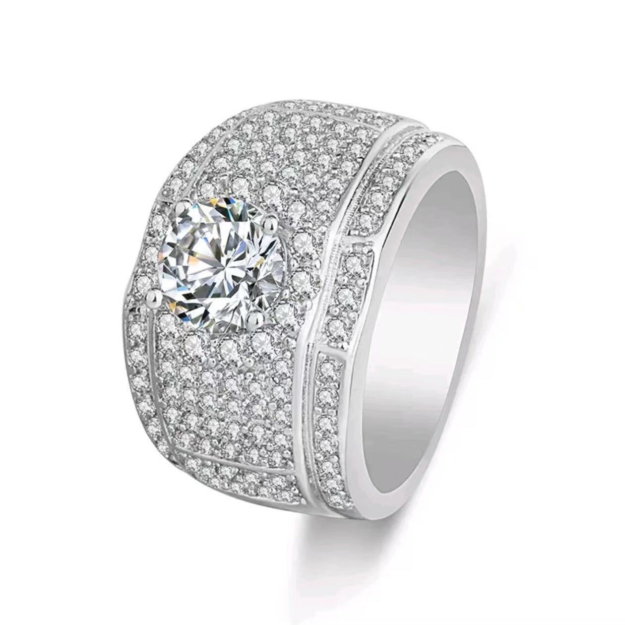 Men's New Luxury Full Diamond Sier Rings