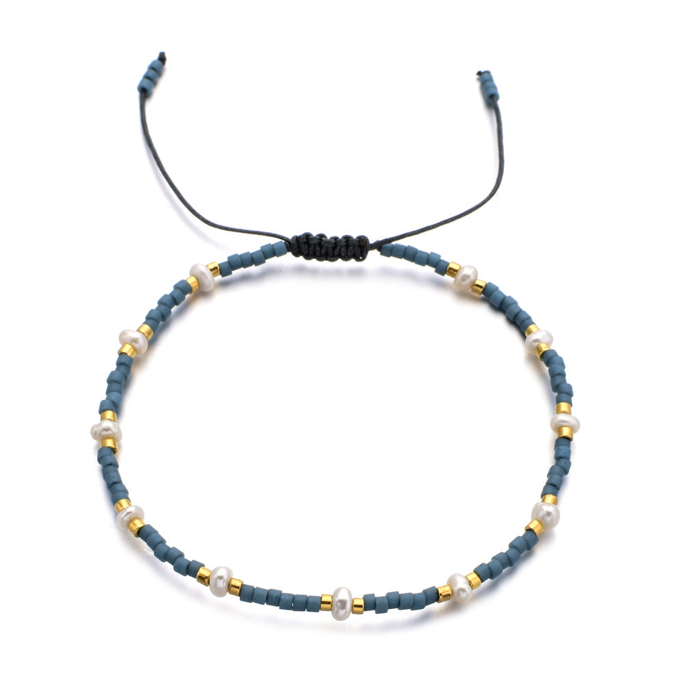 Bead Pearl Stylish Adjustable Woven Hand Strap Bracelets