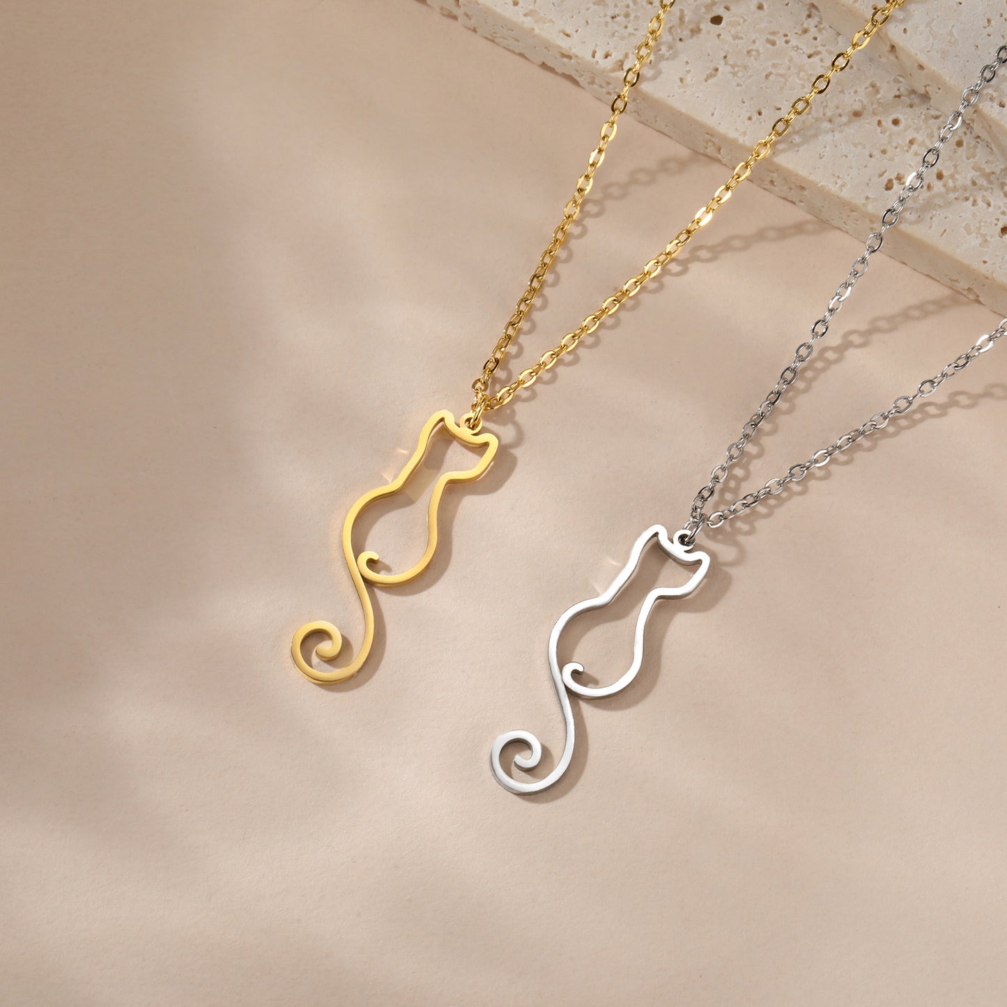 Cute Hollow Cat Fashion Commuter Stainless Steel Pendants