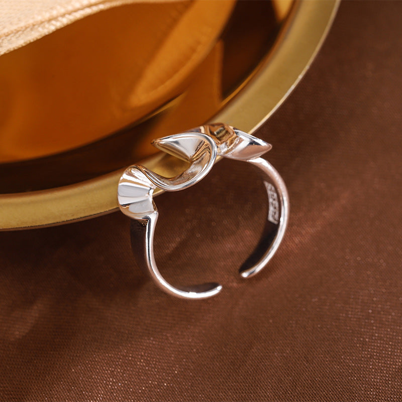 Glossy Wave Flounced Skirt Open Irregular Graceful Rings
