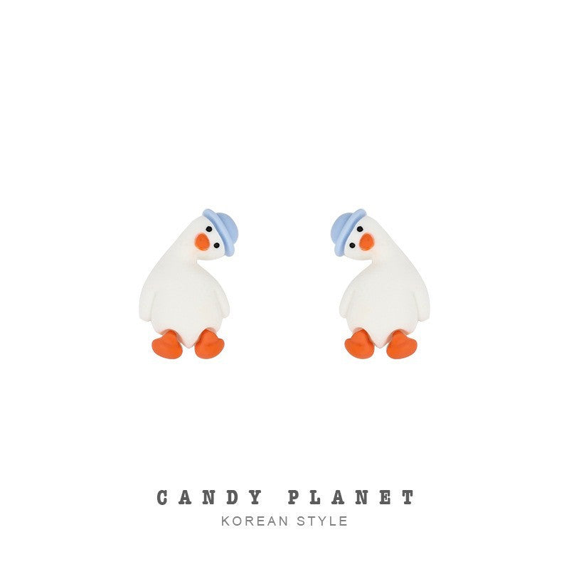Goose Animal Funny Quirky Cute Ear Clip Earrings