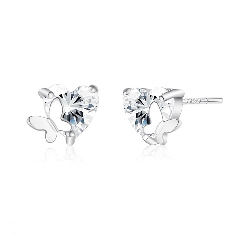Flash Zircon Love Heart Affordable Luxury Earrings
