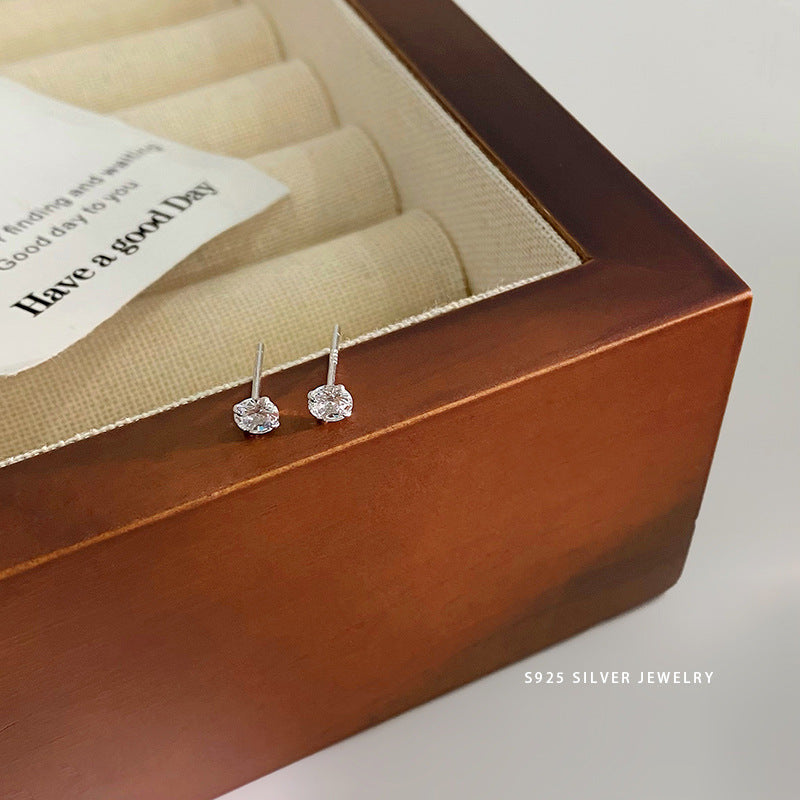 Sier Zircon Rhinestone Series Korean Simple Earrings
