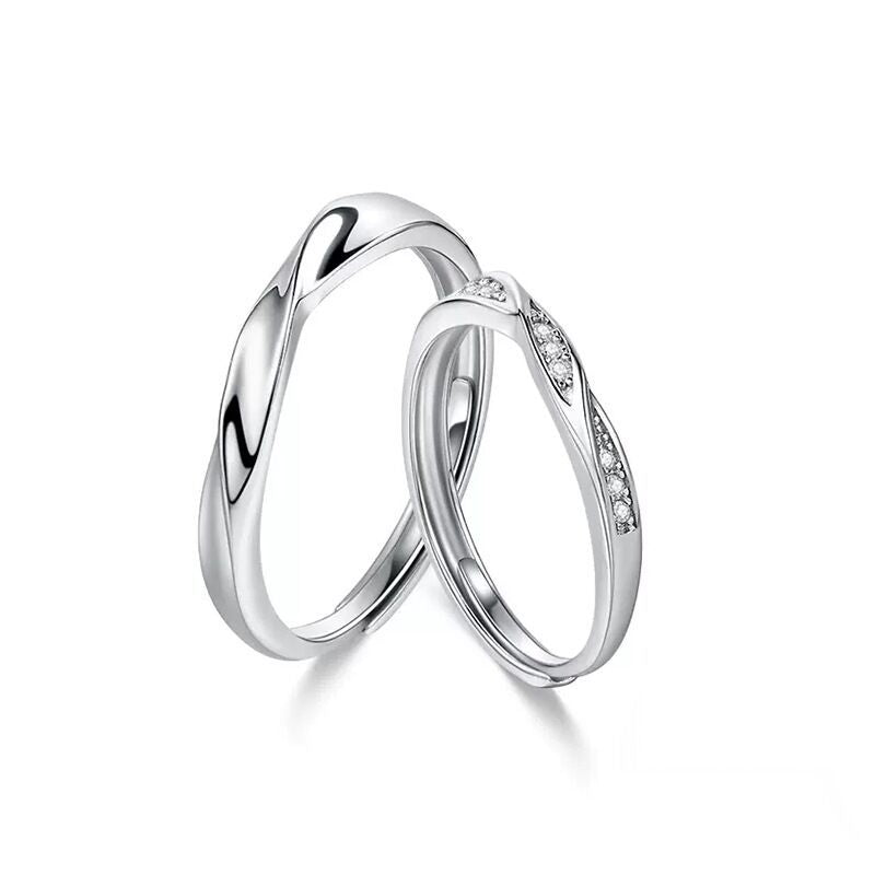 Women's & Men's Couple Open Simple Design Niche Valentine's Rings