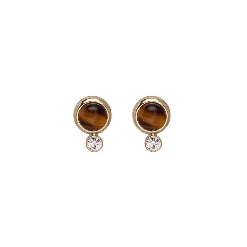 Women's Round Tigereye Atmosphere Retro Graceful Ear Ornaments Earrings