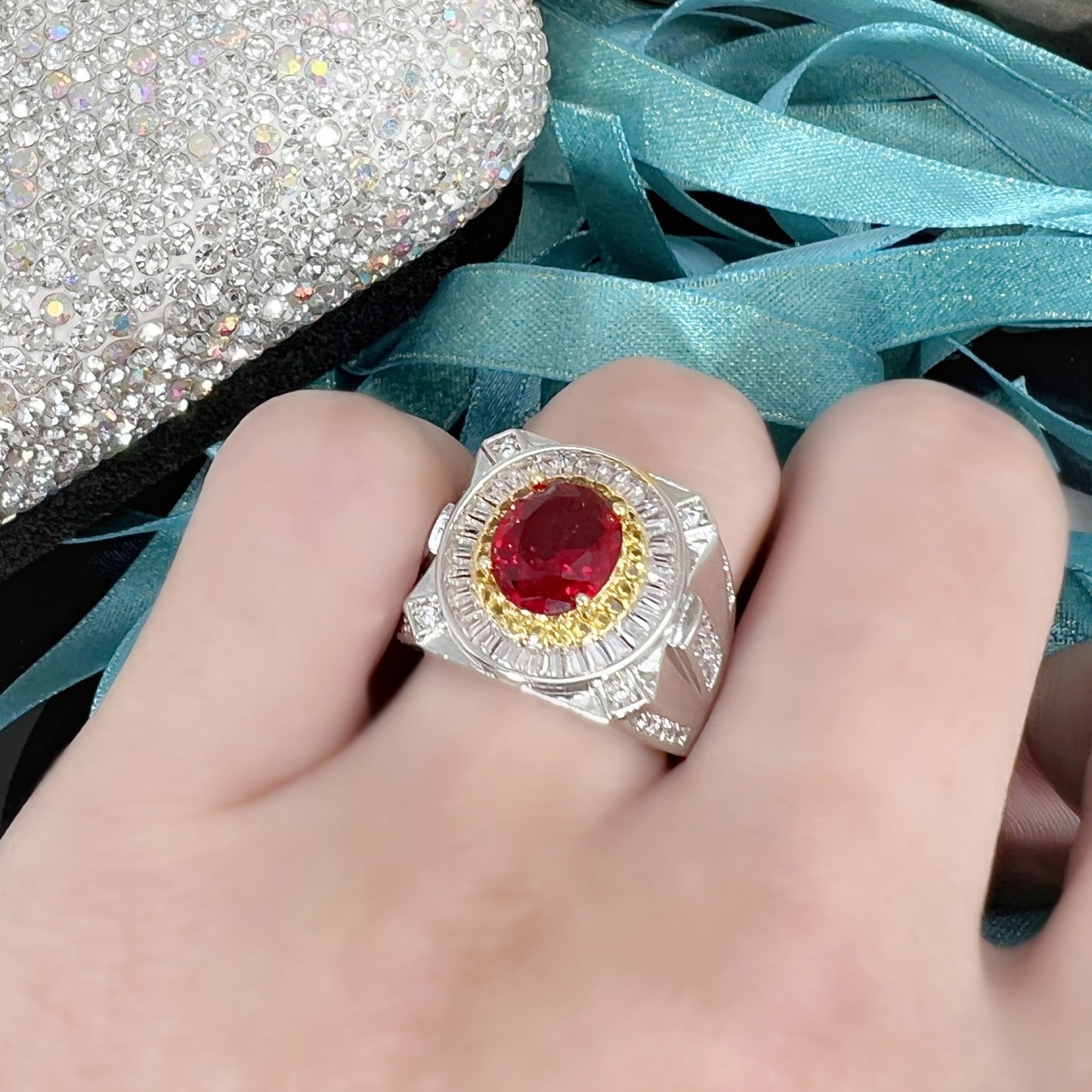 Ruby Gold Plated Two-tone Luxury High-grade Rings