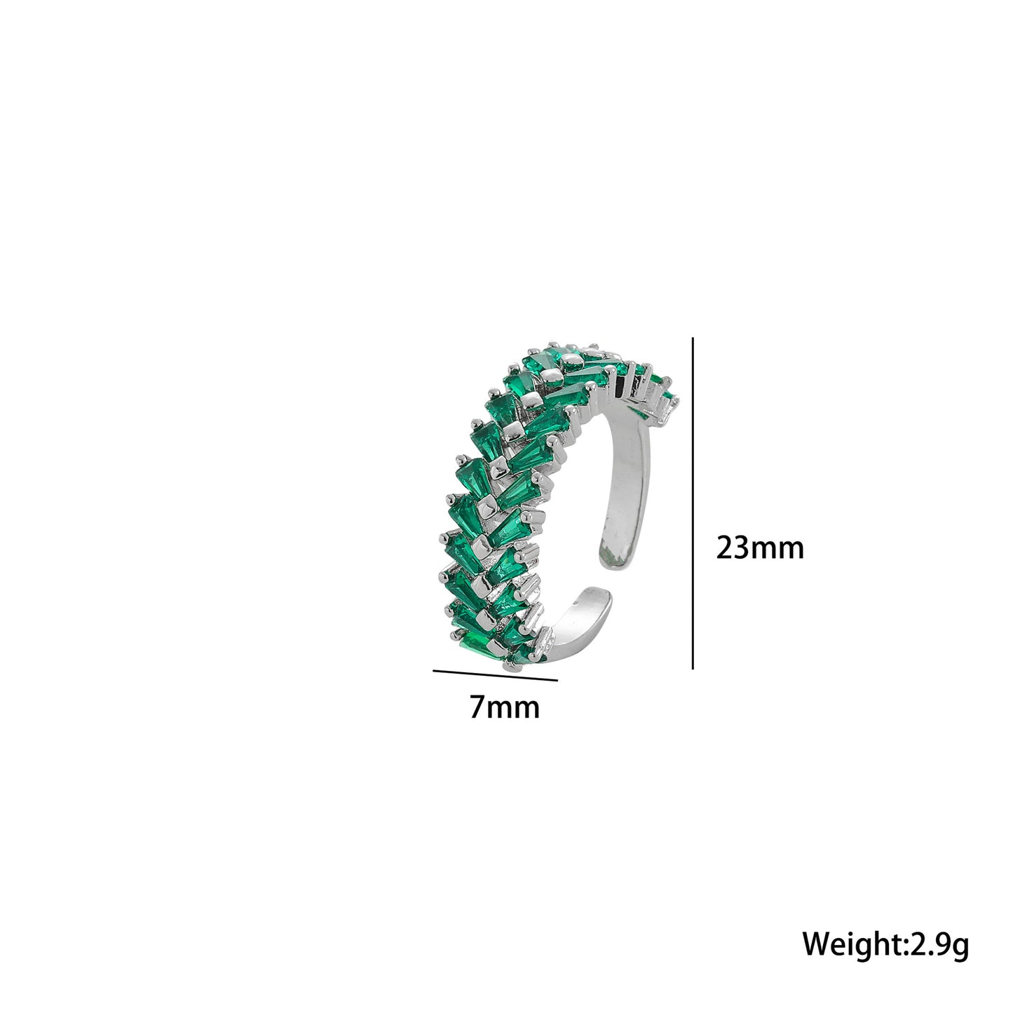 Temperament Double Row Diamond Zircon Opening Adjustable Female Rings