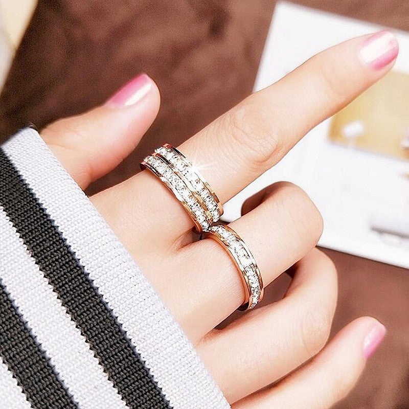 Niche Small Square Diamond Full Starry Rings