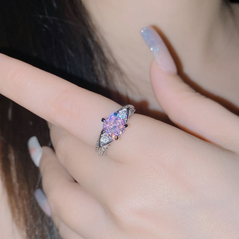 For Sweet Cool Pink Niche Female Rings