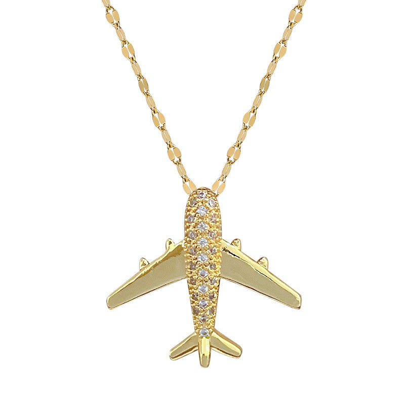 Women's Aircraft Light Luxury Temperament Gorgeous Full Diamond Necklaces