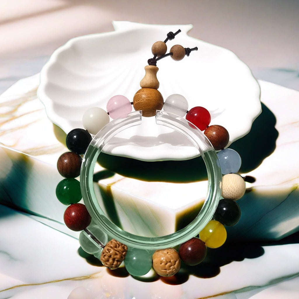 Women's & Men's Natural Cinnabar Lotus Life Purple Gold Bracelets