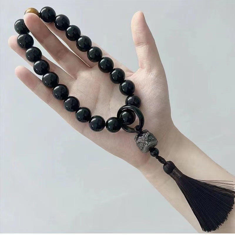 Obsidian Small Hand Toy Beads Lucky String Disk Bracelets